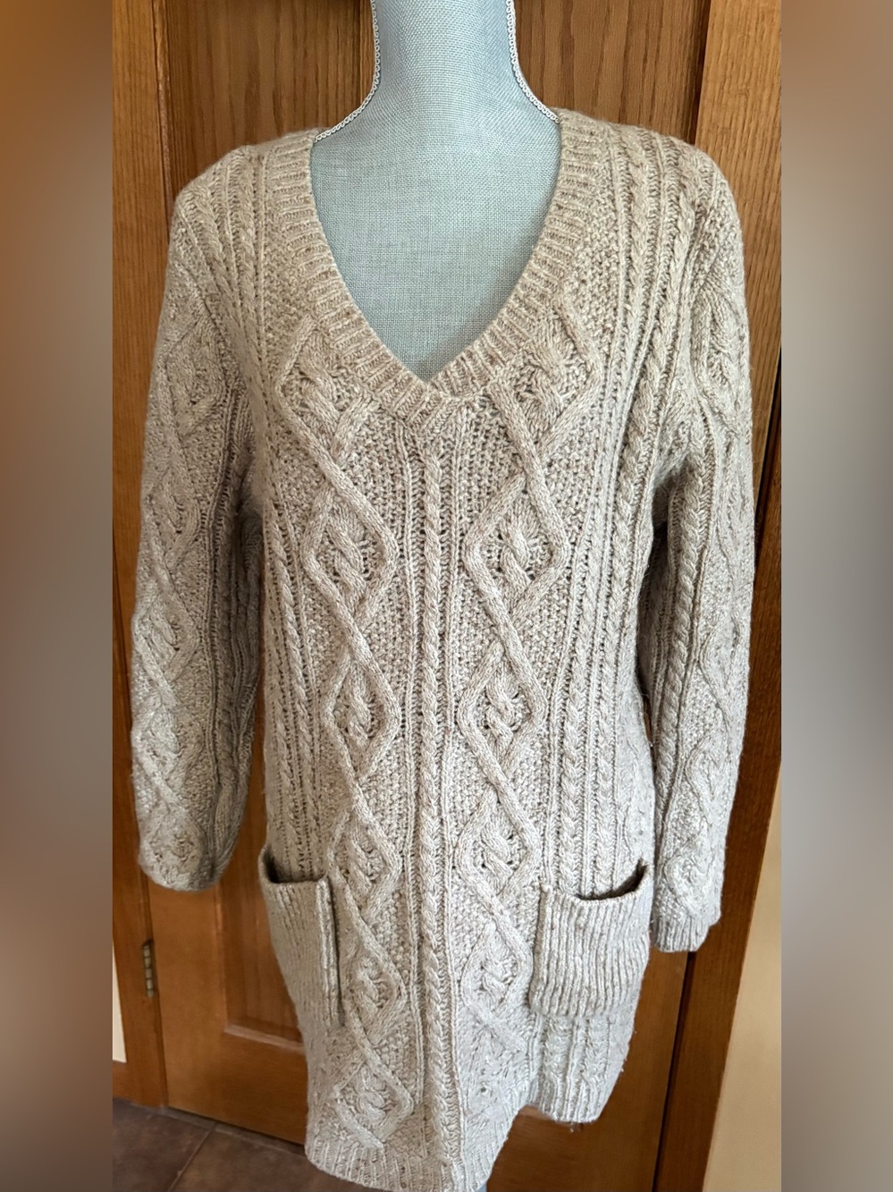 SOFT SURROUNDINGS Cable Knit Sweater Dress Wool Cashmere Blend EUC Sz Medium